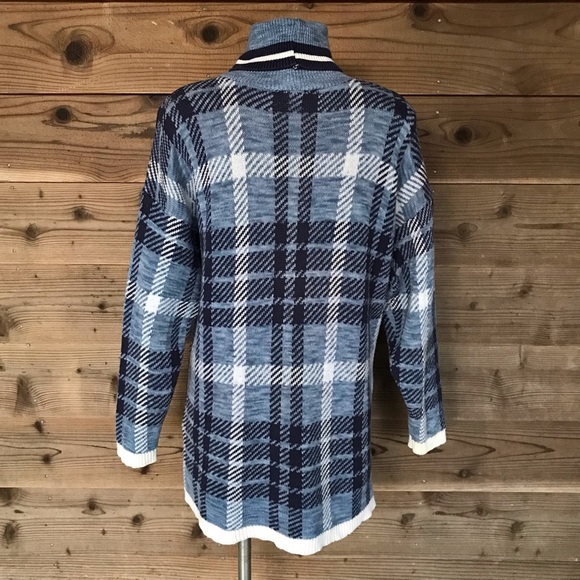 Delia McKain Blue Vintage Plaid Turtleneck Size Large - Picture 7 of 14